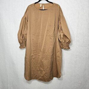 NAP Loungewear Tan Ruffled Puff Sleeve Oversized Dress Large